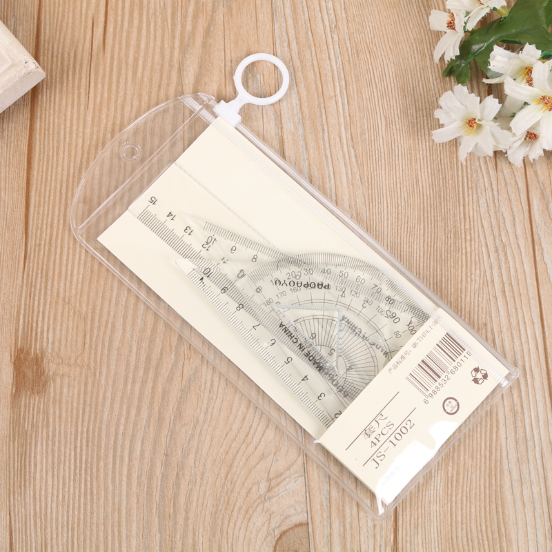 Set ruler plastic stationery ruler triangle plate transparent ruler protractor