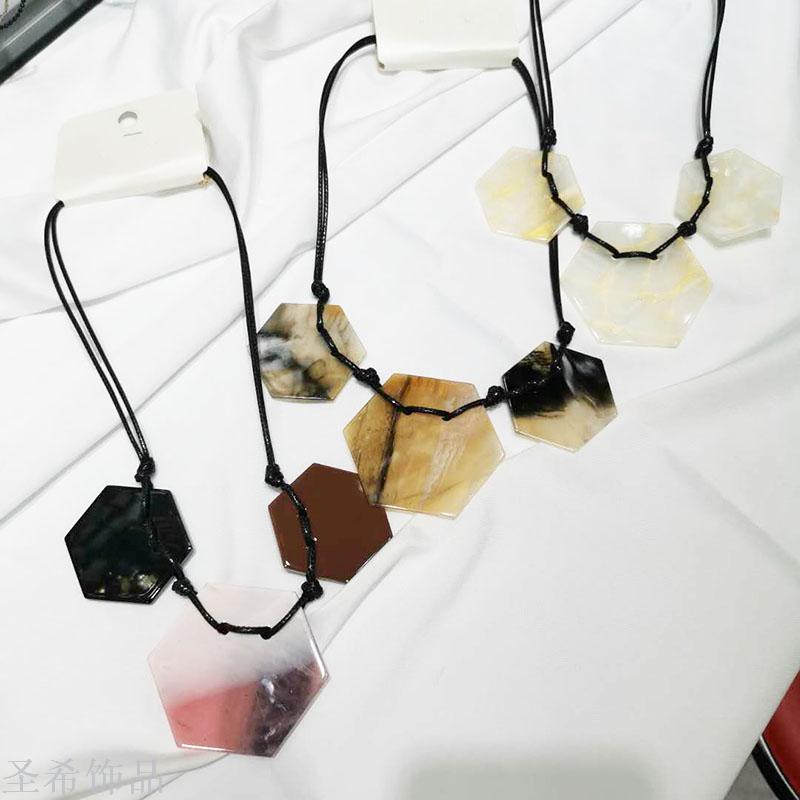 Acrylic sheet leather rope sweater chain simple joker short chain chain accessories pendant
