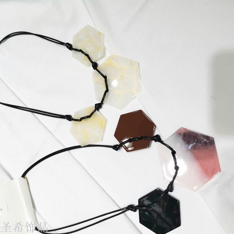 Acrylic sheet leather rope sweater chain simple joker short chain chain accessories pendant