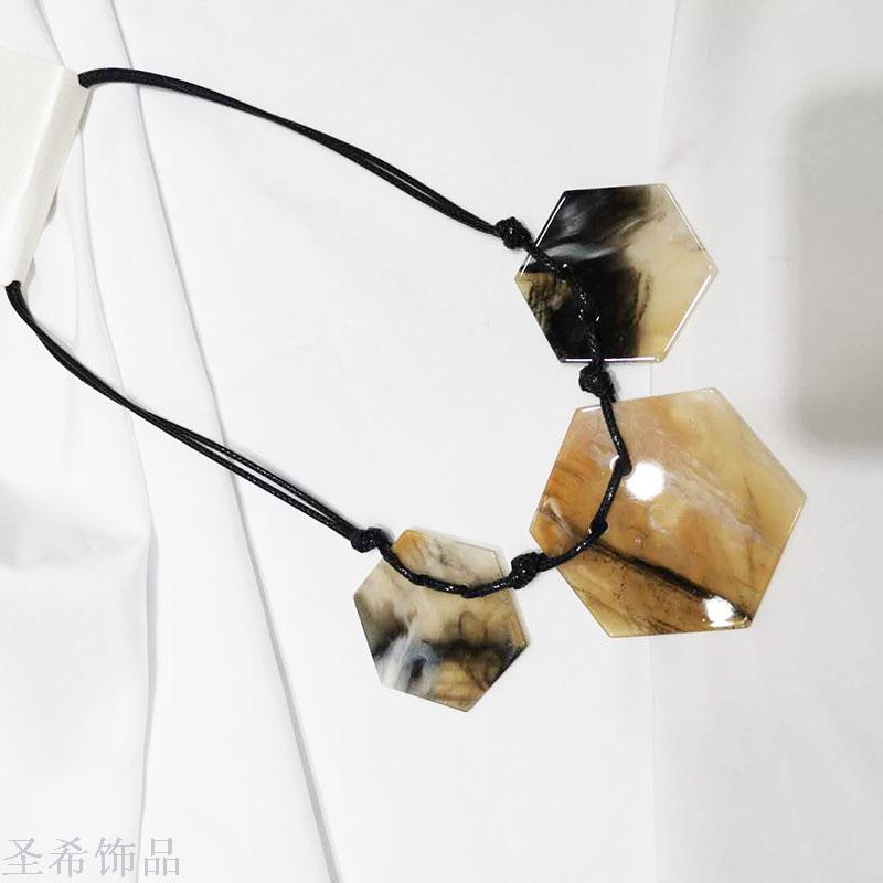 Acrylic sheet leather rope sweater chain simple joker short chain chain accessories pendant