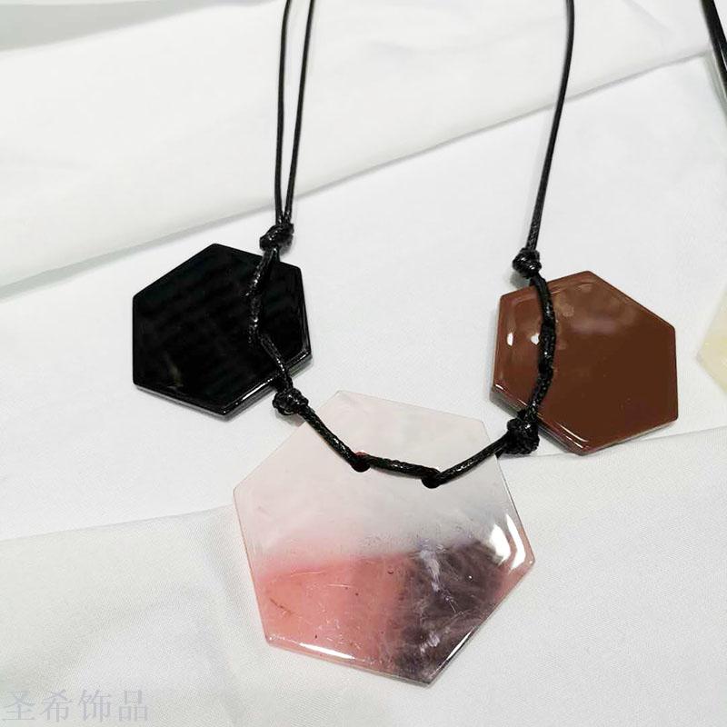 Acrylic sheet leather rope sweater chain simple joker short chain chain accessories pendant