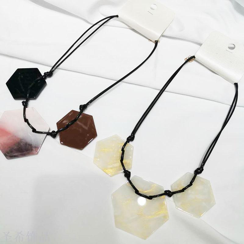 Acrylic sheet leather rope sweater chain simple joker short chain chain accessories pendant