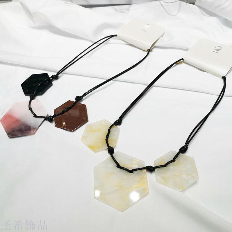 Acrylic sheet leather rope sweater chain simple joker short chain chain accessories pendant