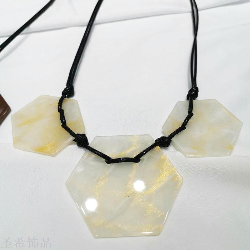 Acrylic sheet leather rope sweater chain simple joker short chain chain accessories pendant