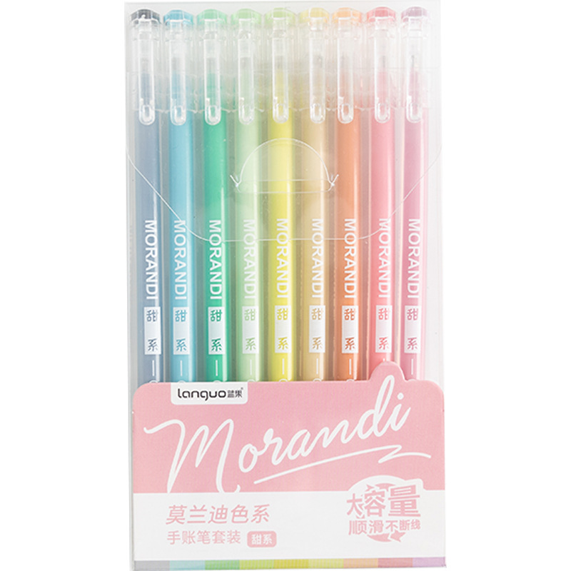 Color Notebook Pen Set Morandi Color Matching Water-Based Paint Pen Highlight Marker Full Needle Tube 0.5mm Gel Pen