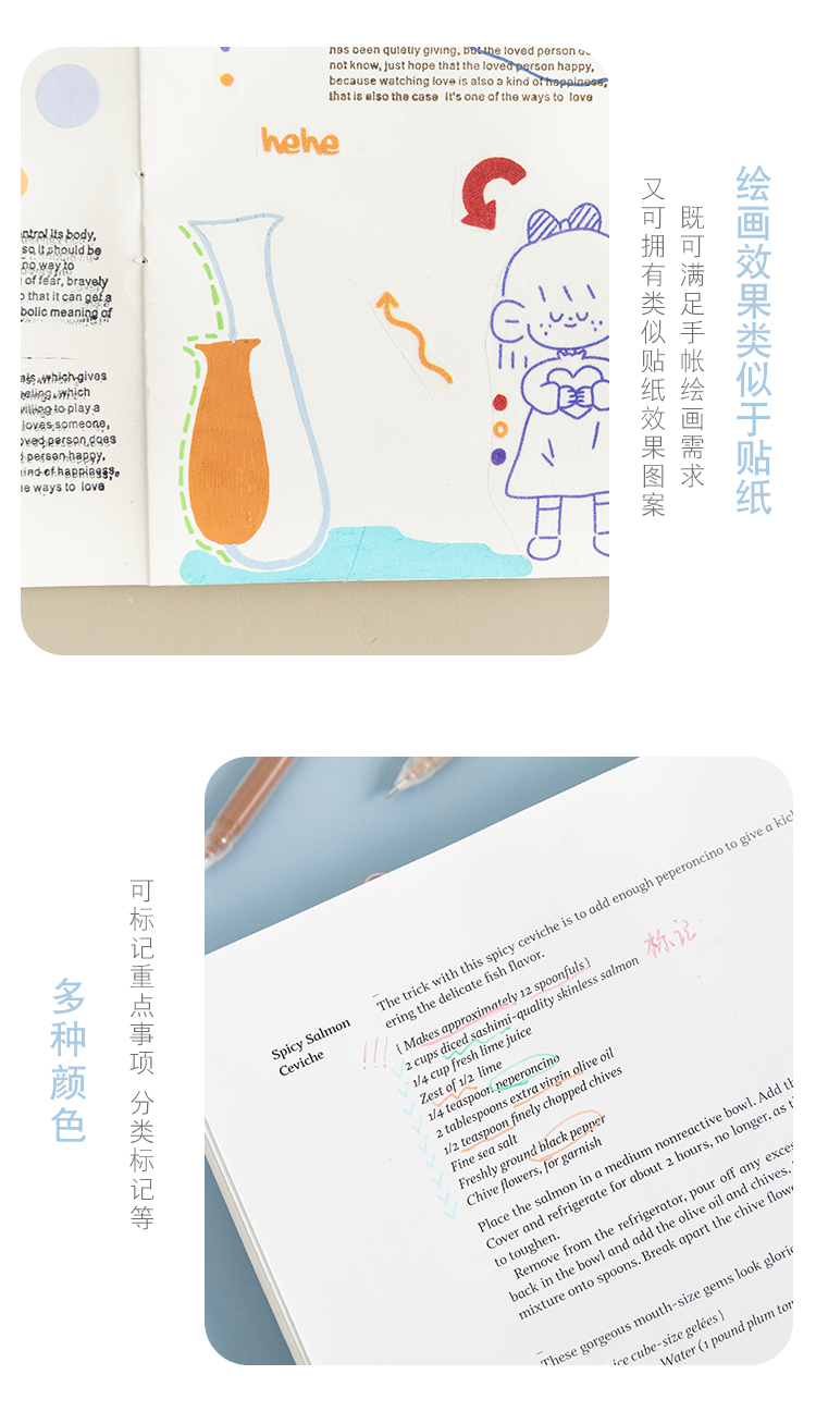 Color Notebook Pen Set Morandi Color Matching Water-Based Paint Pen Highlight Marker Full Needle Tube 0.5mm Gel Pen