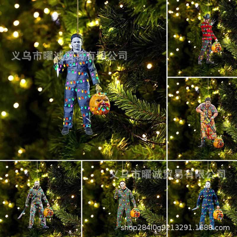 Cross-Border New Horror Film Knife Acrylic Automobile Hanging Ornament Christmas Tree Decorations Spot Cross-Border New Horror Film Knife Acrylic Automobile Hanging Ornament Christmas Tree Decorations Spot