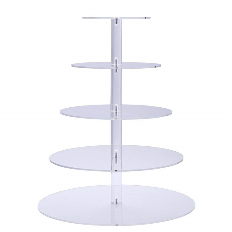 In Stock Wholesale Transparent Acrylic Circular Cake Display Rack Mail Order Multi-Layer Wedding Birthday Cake Display Stand