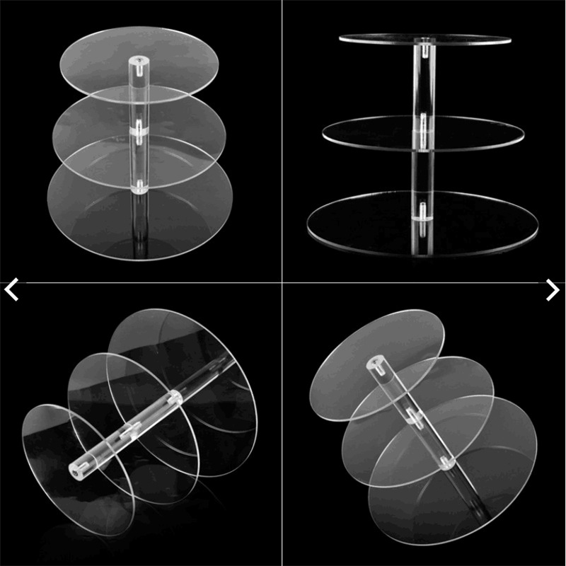In Stock Wholesale Transparent Acrylic Circular Cake Display Rack Mail Order Multi-Layer Wedding Birthday Cake Display Stand