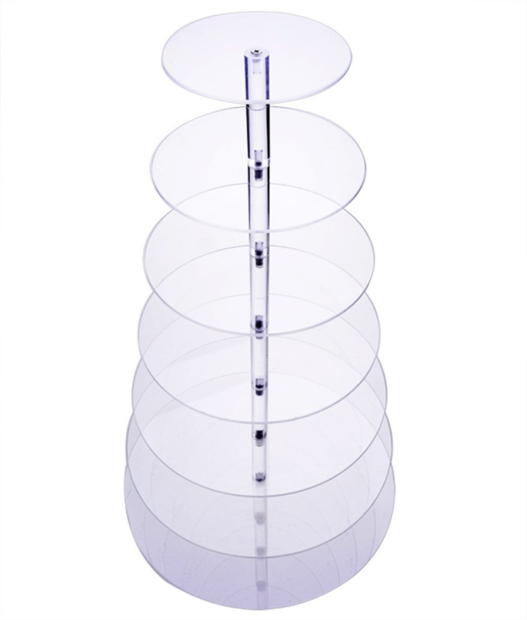 In Stock Wholesale Transparent Acrylic Circular Cake Display Rack Mail Order Multi-Layer Wedding Birthday Cake Display Stand
