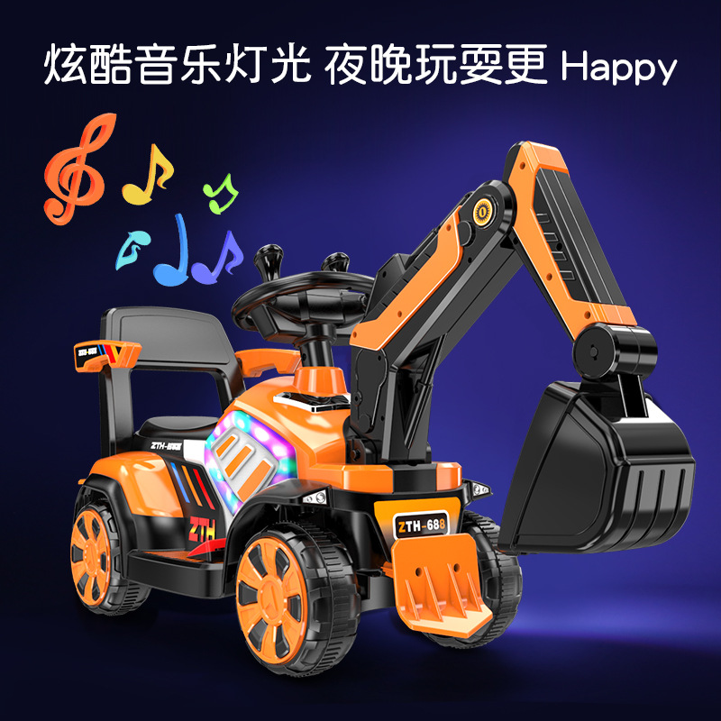 Children&#039;s electric excavator boy toy car sliding excavator can sit and ride oversized hook machine engineering car base price