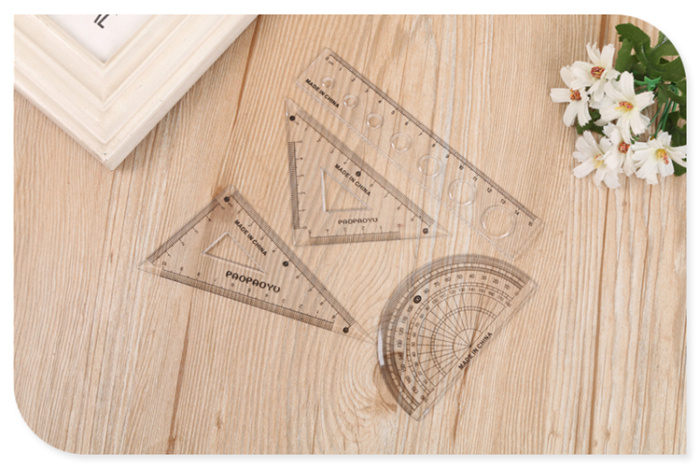 15cm set of ruler primary school stationery triangular plate transparent ruler protractor