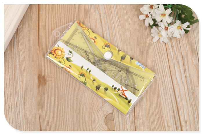 15cm set of ruler primary school stationery triangular plate transparent ruler protractor
