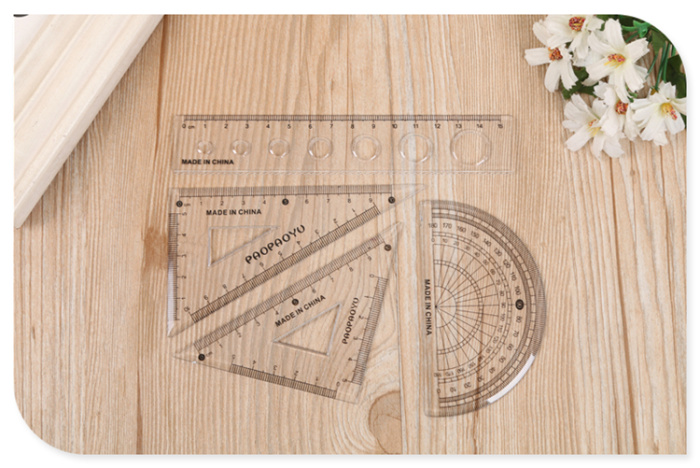 15cm set of ruler primary school stationery triangular plate transparent ruler protractor