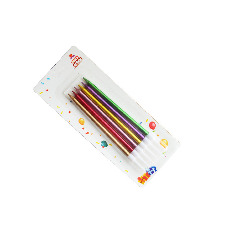 Factory Wholesale Birthday Candle Gold Plated Long Brush Holder Colored Pencil Candle Creative Party Cake Decoration Supplies