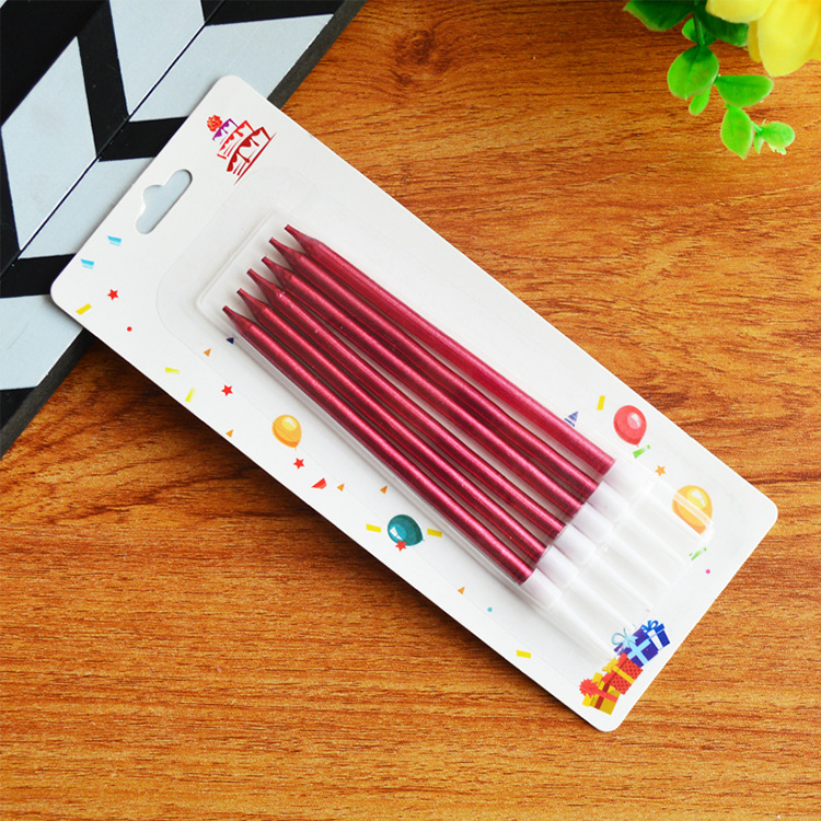 Factory Wholesale Birthday Candle Gold Plated Long Brush Holder Colored Pencil Candle Creative Party Cake Decoration Supplies