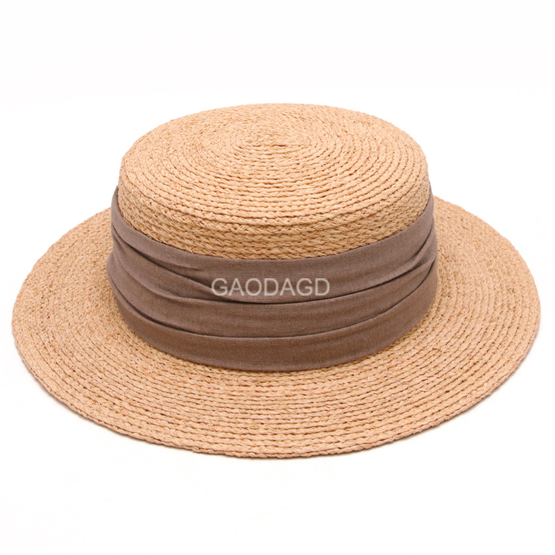 Tall Hat Raffia Hat Female Sun Protection Sun Shade Hat Beach Net Red Flat Top Summer Korean Style Japanese Style Woven