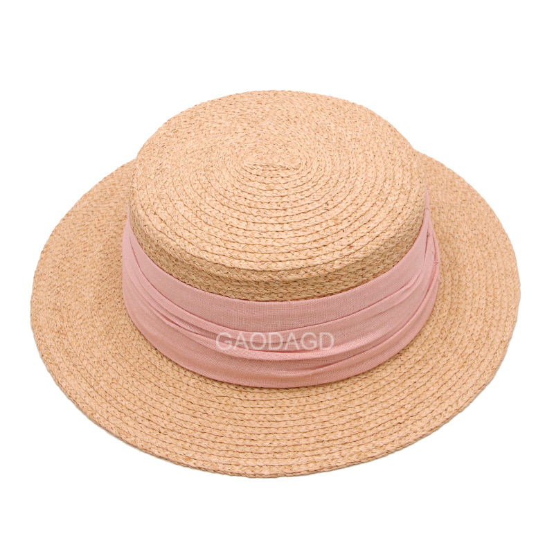 Tall Hat Raffia Hat Female Sun Protection Sun Shade Hat Beach Net Red Flat Top Summer Korean Style Japanese Style Woven