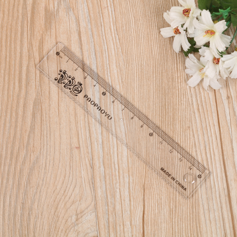 Elementary school stationery triangular plate transparent ruler protractor 15cm set of ruler
