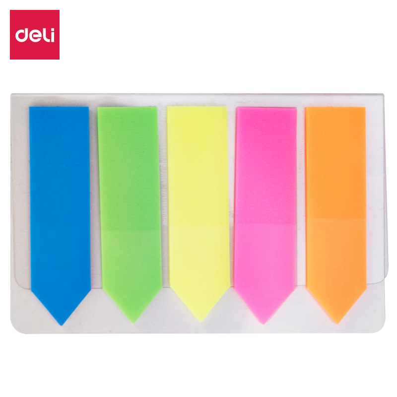 Deli Sticky Note Label Fluorescent Film Transparent Mark Index Book Student Bookmark Sticker Pagination Classification Mark