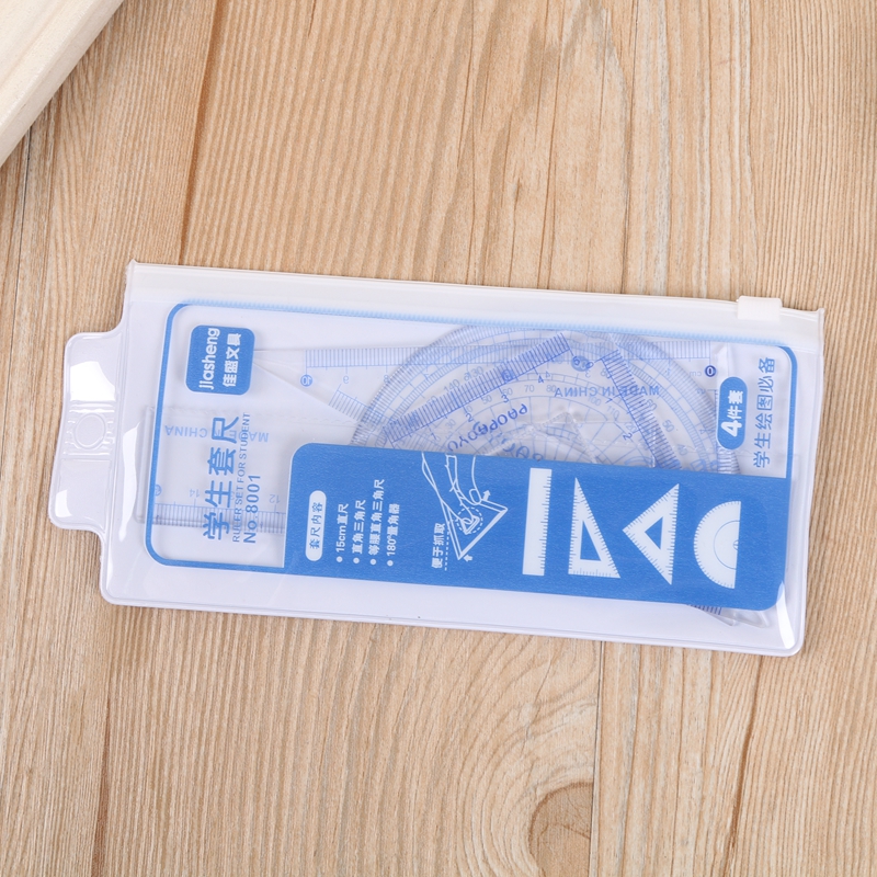 Students draw stationery 4 sets of triangular transparent ruler protractor set ruler