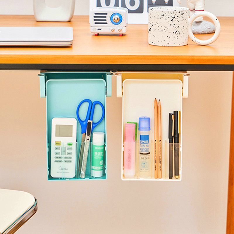 under-Desk Drawer Type Key Storage Box Office Desktop Student Stationery Box Table Bottom Hanging Hidden Pencil Case