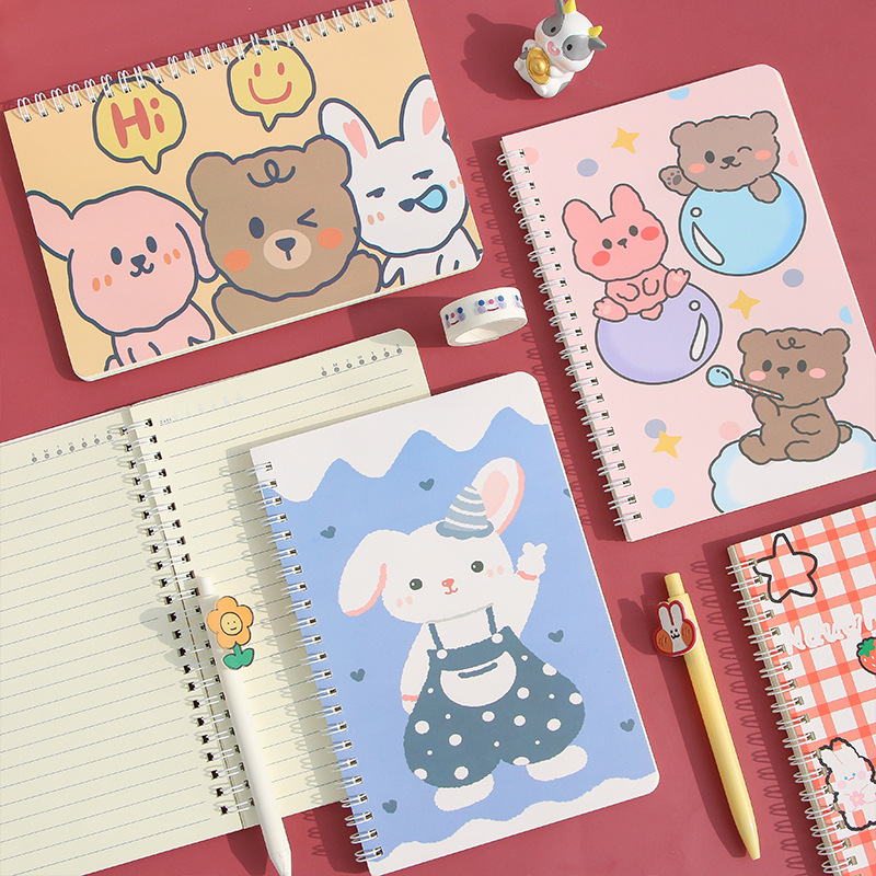 A5 Cartoon Cute Coil Notebook Primary School Student Lines Notebook Thickened Eye Protection Soft Copy Portable Notebook