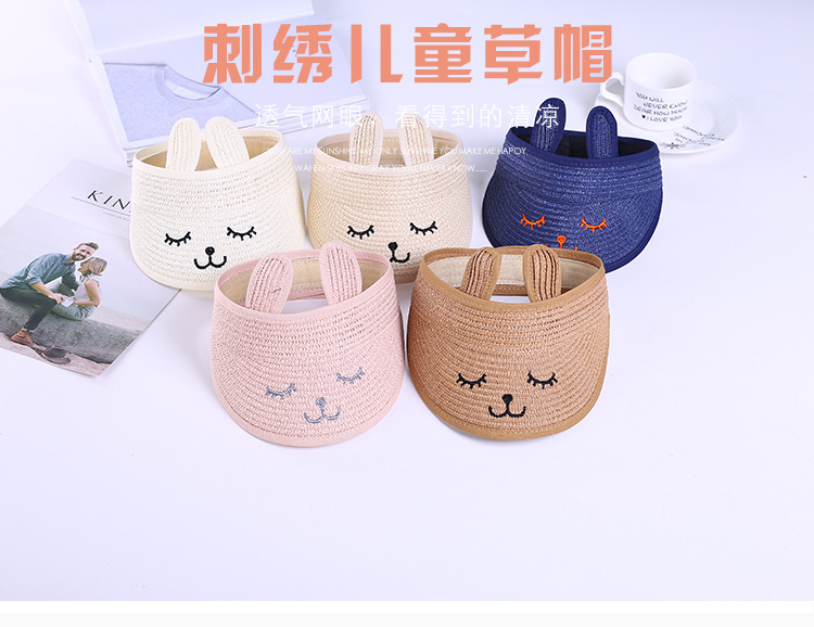 Summer New Children's Empty Top Hat Summer Sun Protection Sun Shade Hat Foldable Cartoon Rabbit Ears Baby Straw Hat Summer New Children's Empty Top Hat Summer Sun Protection Sun Shade Hat Foldable Cartoon Rabbit Ears Baby Straw Hat