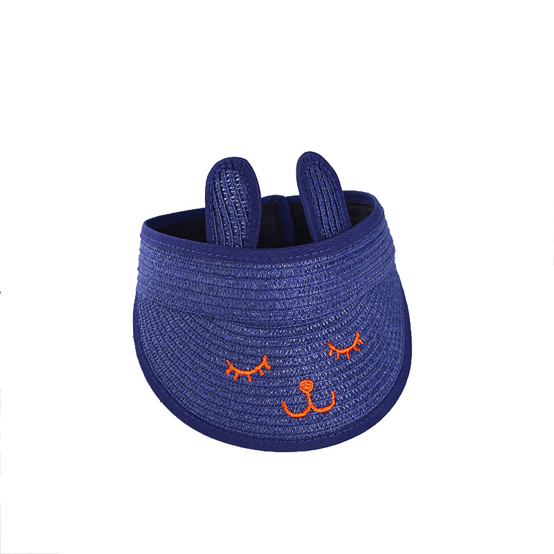 Summer New Children&#039;s Empty Top Hat Summer Sun Protection Sun Shade Hat Foldable Cartoon Rabbit Ears Baby Straw Hat