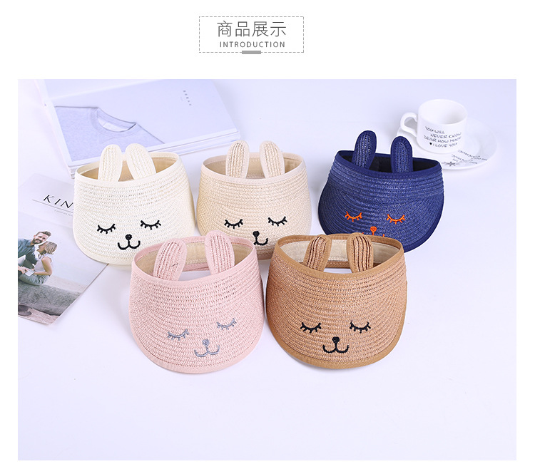 Summer New Children's Empty Top Hat Summer Sun Protection Sun Shade Hat Foldable Cartoon Rabbit Ears Baby Straw Hat Summer New Children's Empty Top Hat Summer Sun Protection Sun Shade Hat Foldable Cartoon Rabbit Ears Baby Straw Hat