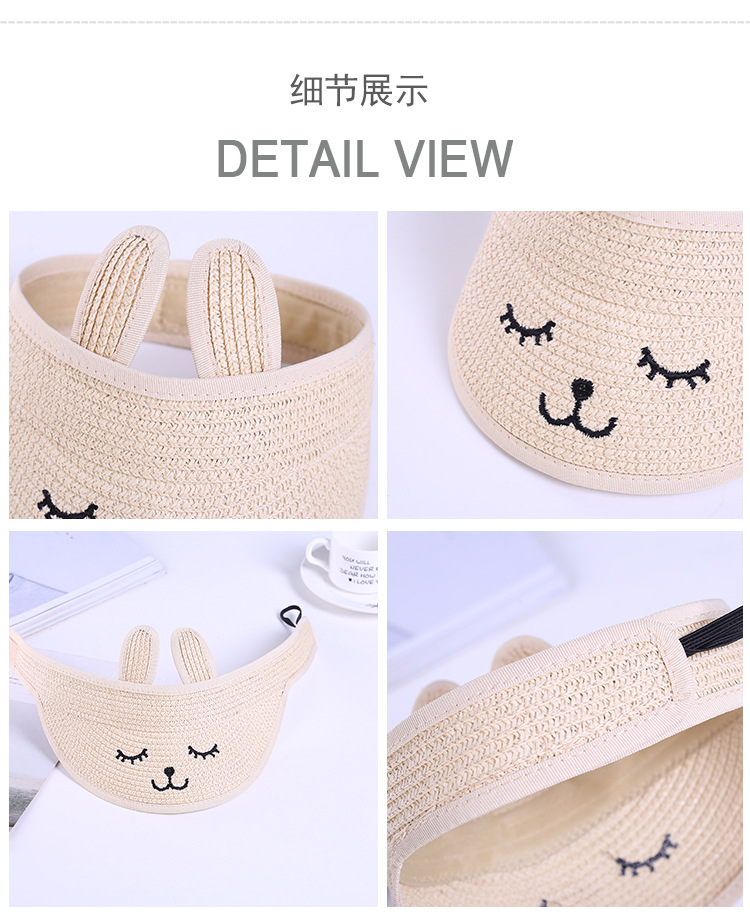 Summer New Children's Empty Top Hat Summer Sun Protection Sun Shade Hat Foldable Cartoon Rabbit Ears Baby Straw Hat Summer New Children's Empty Top Hat Summer Sun Protection Sun Shade Hat Foldable Cartoon Rabbit Ears Baby Straw Hat