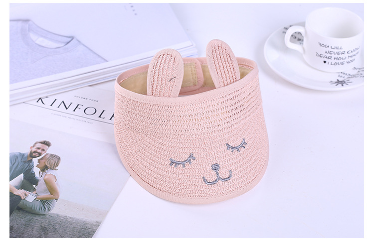 Summer New Children's Empty Top Hat Summer Sun Protection Sun Shade Hat Foldable Cartoon Rabbit Ears Baby Straw Hat Summer New Children's Empty Top Hat Summer Sun Protection Sun Shade Hat Foldable Cartoon Rabbit Ears Baby Straw Hat