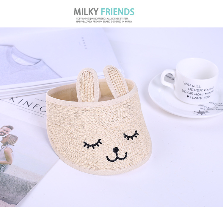 Summer New Children's Empty Top Hat Summer Sun Protection Sun Shade Hat Foldable Cartoon Rabbit Ears Baby Straw Hat Summer New Children's Empty Top Hat Summer Sun Protection Sun Shade Hat Foldable Cartoon Rabbit Ears Baby Straw Hat
