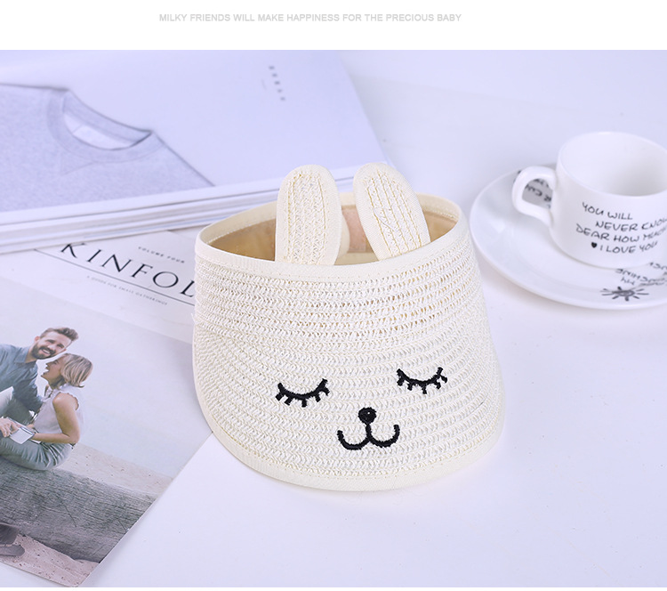 Summer New Children's Empty Top Hat Summer Sun Protection Sun Shade Hat Foldable Cartoon Rabbit Ears Baby Straw Hat Summer New Children's Empty Top Hat Summer Sun Protection Sun Shade Hat Foldable Cartoon Rabbit Ears Baby Straw Hat