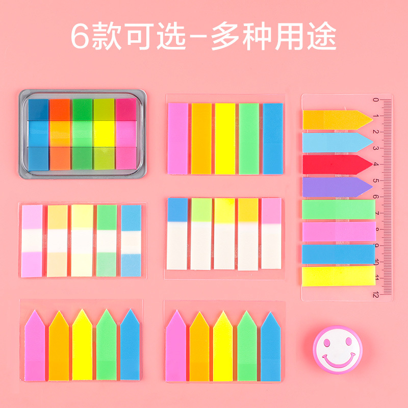 Fluorescent Transparent Small Notepaper Stickers Cute Note Sticker Sticky Notes Indicating Label Index Stickers 5 Colors 8 Colors Wholesale