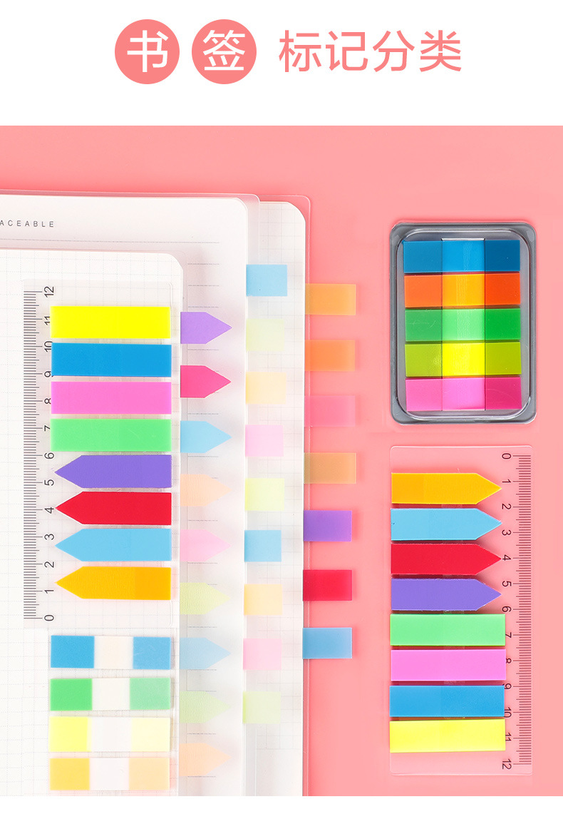 Fluorescent Transparent Small Notepaper Stickers Cute Note Sticker Sticky Notes Indicating Label Index Stickers 5 Colors 8 Colors Wholesale