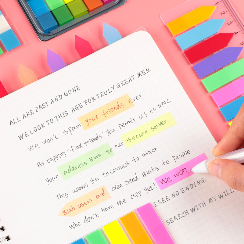Fluorescent Transparent Small Notepaper Stickers Cute Note Sticker Sticky Notes Indicating Label Index Stickers 5 Colors 8 Colors Wholesale