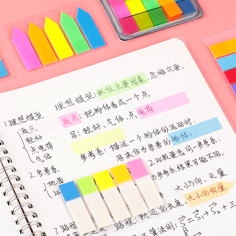 Fluorescent Transparent Small Notepaper Stickers Cute Note Sticker Sticky Notes Indicating Label Index Stickers 5 Colors 8 Colors Wholesale