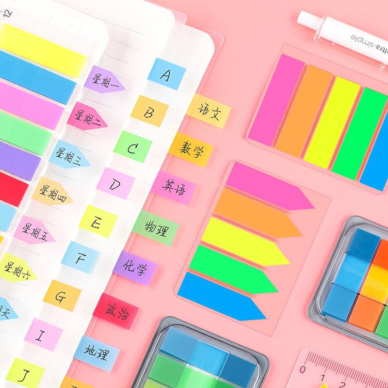 Fluorescent Transparent Small Notepaper Stickers Cute Note Sticker Sticky Notes Indicating Label Index Stickers 5 Colors 8 Colors Wholesale