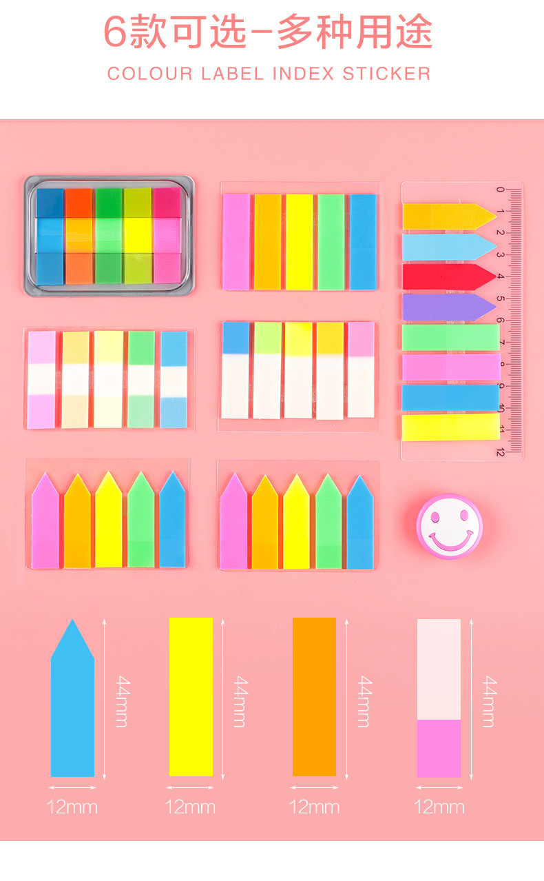 Fluorescent Transparent Small Notepaper Stickers Cute Note Sticker Sticky Notes Indicating Label Index Stickers 5 Colors 8 Colors Wholesale