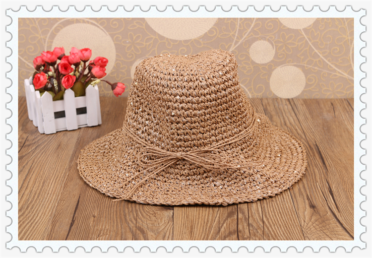 Straw hat Korean top hat female summer outing sun shade sun screen beach hat can be folded Straw hat Korean top hat female summer outing sun shade sun screen beach hat can be folded