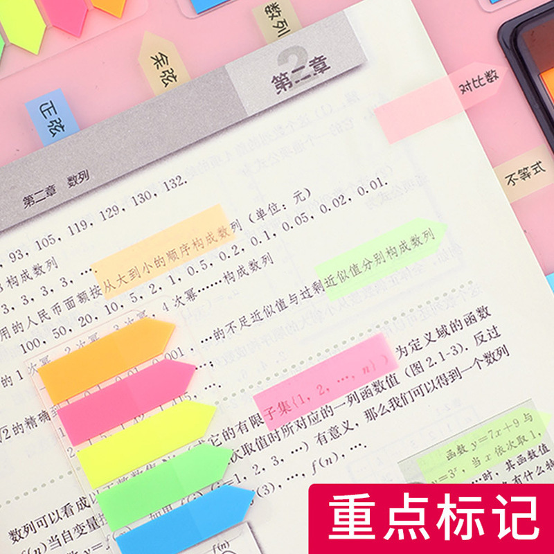 Deli Sticky Note Label Fluorescent Film Transparent Mark Index Book Student Bookmark Sticker Pagination Classification Mark