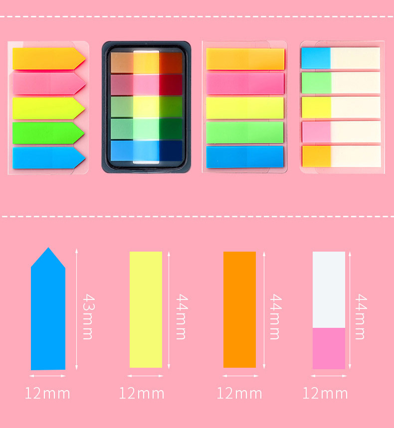 Deli Sticky Note Label Fluorescent Film Transparent Mark Index Book Student Bookmark Sticker Pagination Classification Mark