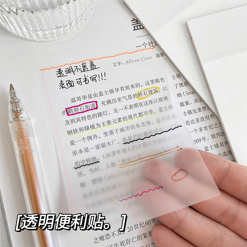 Transparent Sticky Notes Student Notes Sticky Note Tearable Simple Note Paper Ins Post-It Notes Note Sticker Notepaper