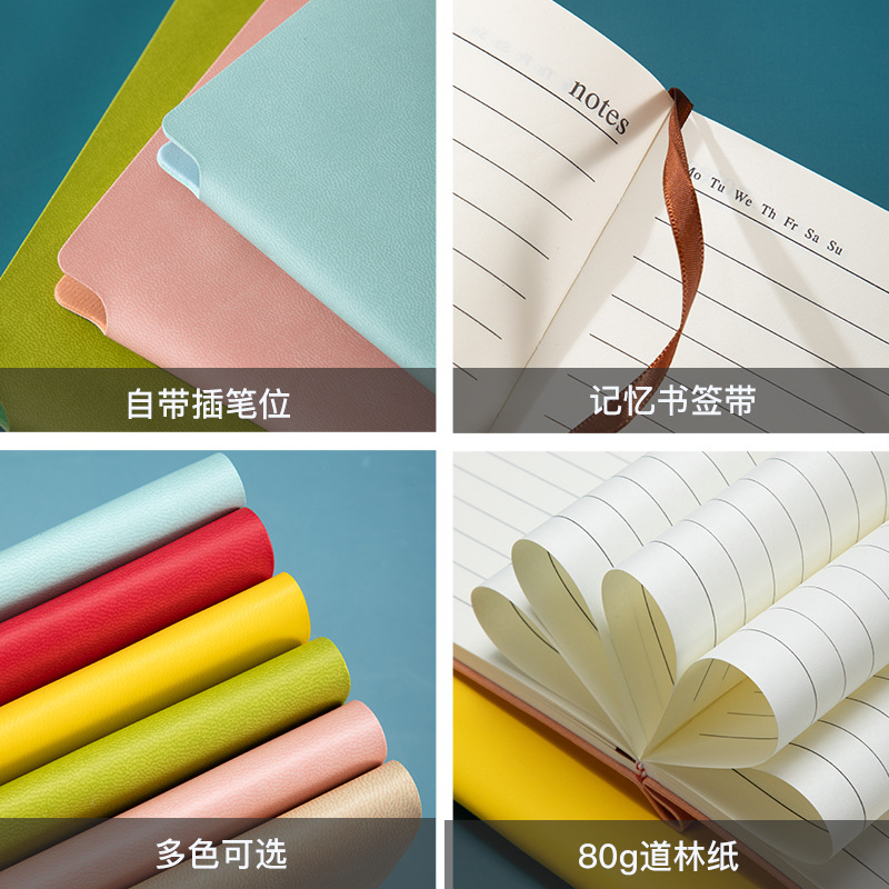 Office Stationery A5 Business Soft Leather Notebook Custom Printable Logo Creative Imitation Leather Diary Notebook Custom