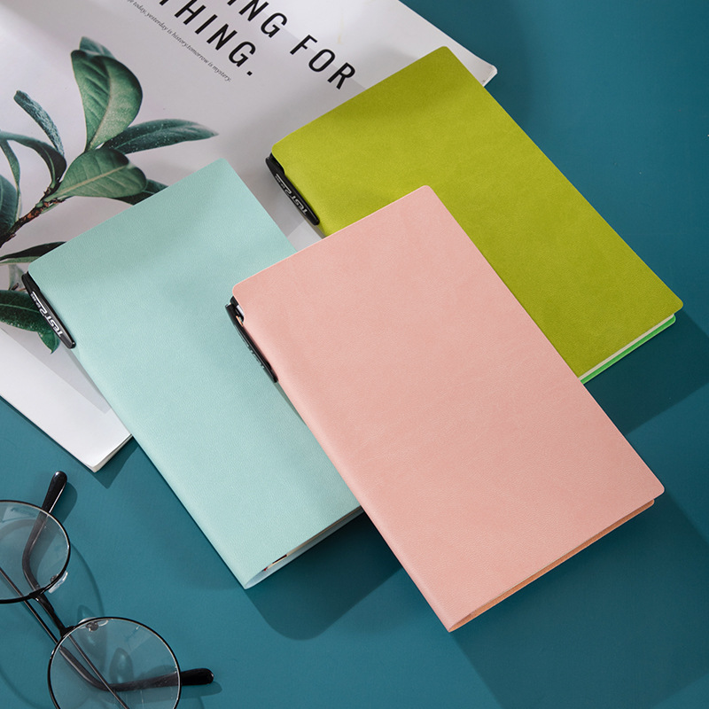 Office Stationery A5 Business Soft Leather Notebook Custom Printable Logo Creative Imitation Leather Diary Notebook Custom