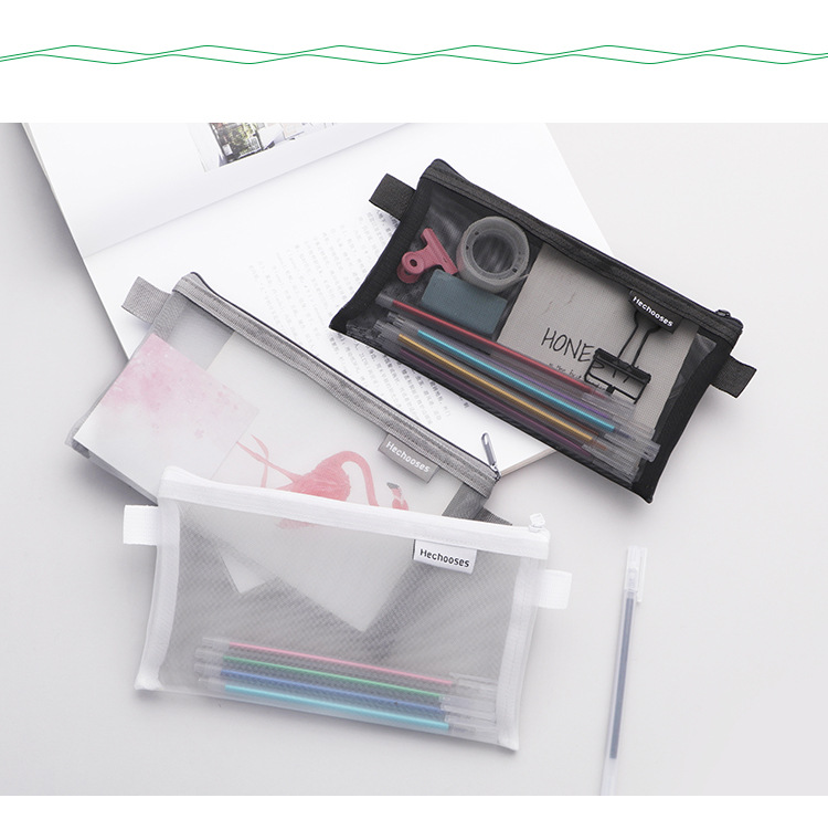 Simple Transparent Mesh Pencil Bag Buggy Bag Only for Student Exams Portable Pencil Bag Large Capacity Stationery Bag Wholesale Simple Transparent Mesh Pencil Bag Buggy Bag Only for Student Exams Portable Pencil Bag Large Capacity Stationery Bag Wholesale