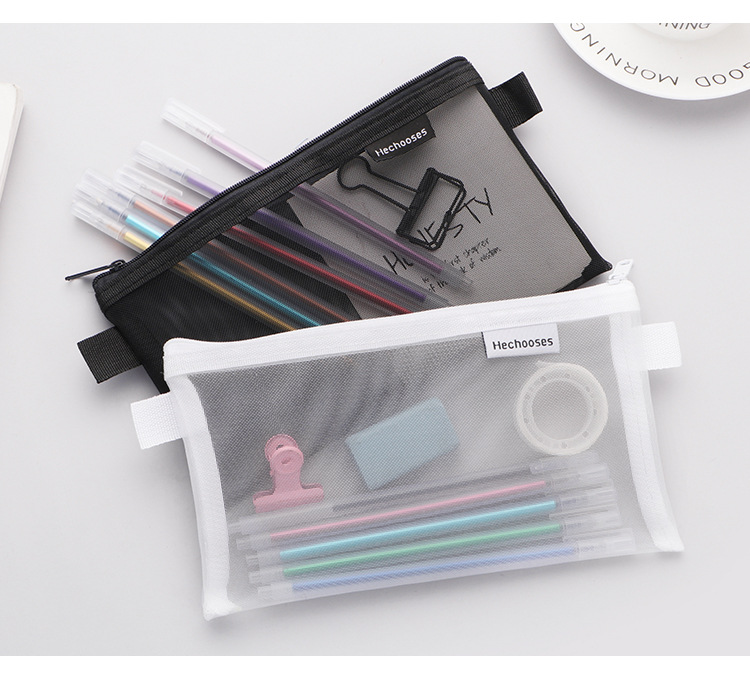 Simple Transparent Mesh Pencil Bag Buggy Bag Only for Student Exams Portable Pencil Bag Large Capacity Stationery Bag Wholesale Simple Transparent Mesh Pencil Bag Buggy Bag Only for Student Exams Portable Pencil Bag Large Capacity Stationery Bag Wholesale