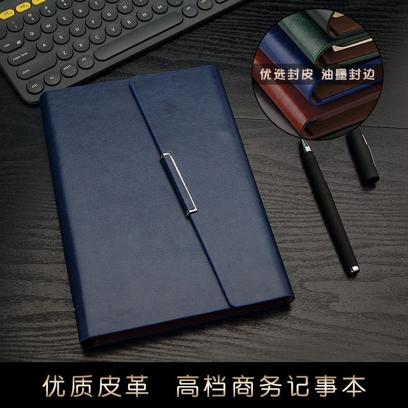 High-End Business Notebook Custom Logo Loose-Leaf Notebook Set Faux Leather Noteboy Office Meeting Notebook Custom