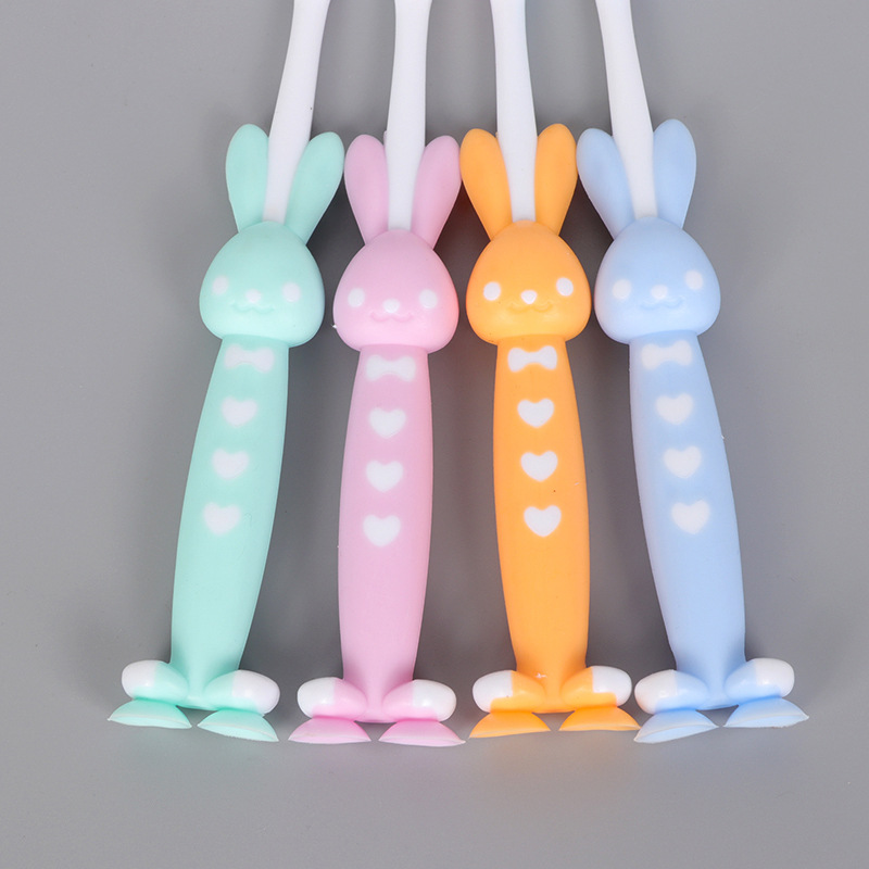 Children cartoon toothbrush soft bristles carrot pencil sharpener rabbit toothbrush set wholesaler over primary school
